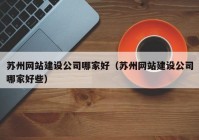 苏州网站建设公司哪家好（苏州网站建设公司哪家好些）