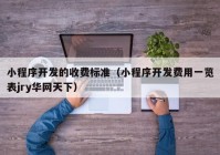 小程序开发的收费标准（小程序开发费用一览表jry华网天下）