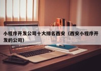 小程序开发公司十大排名西安（西安小程序开发的公司）