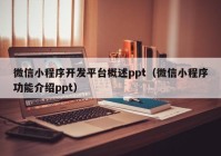 微信小程序开发平台概述ppt（微信小程序功能介绍ppt）