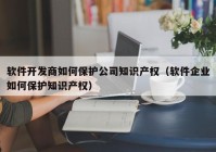 软件开发商如何保护公司知识产权（软件企业如何保护知识产权）